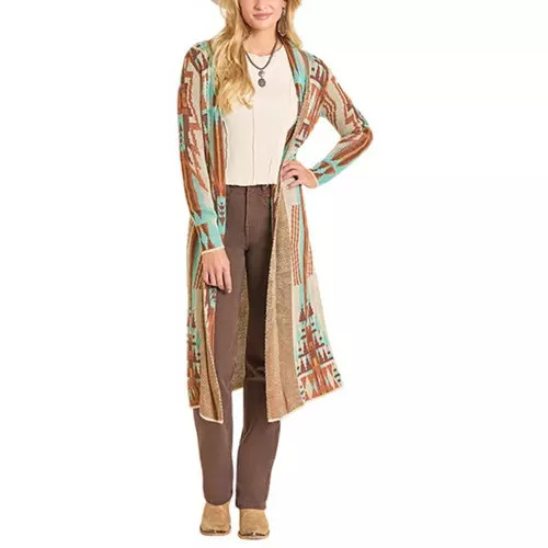 Women's Rock & Roll Denim Aztec Duster Cardigan | Scheels Sports