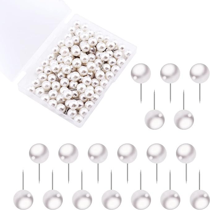 AIEX 100 Pieces Pearl Push Pins Plastic Round Head Thumb Tacks Map Push Pins for Map Bulletin Boa... | Amazon (US)