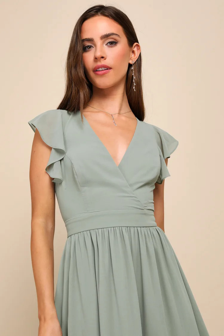 Charming Success Sage Brush Tiered Lace-Up Backless Maxi Dress | Lulus