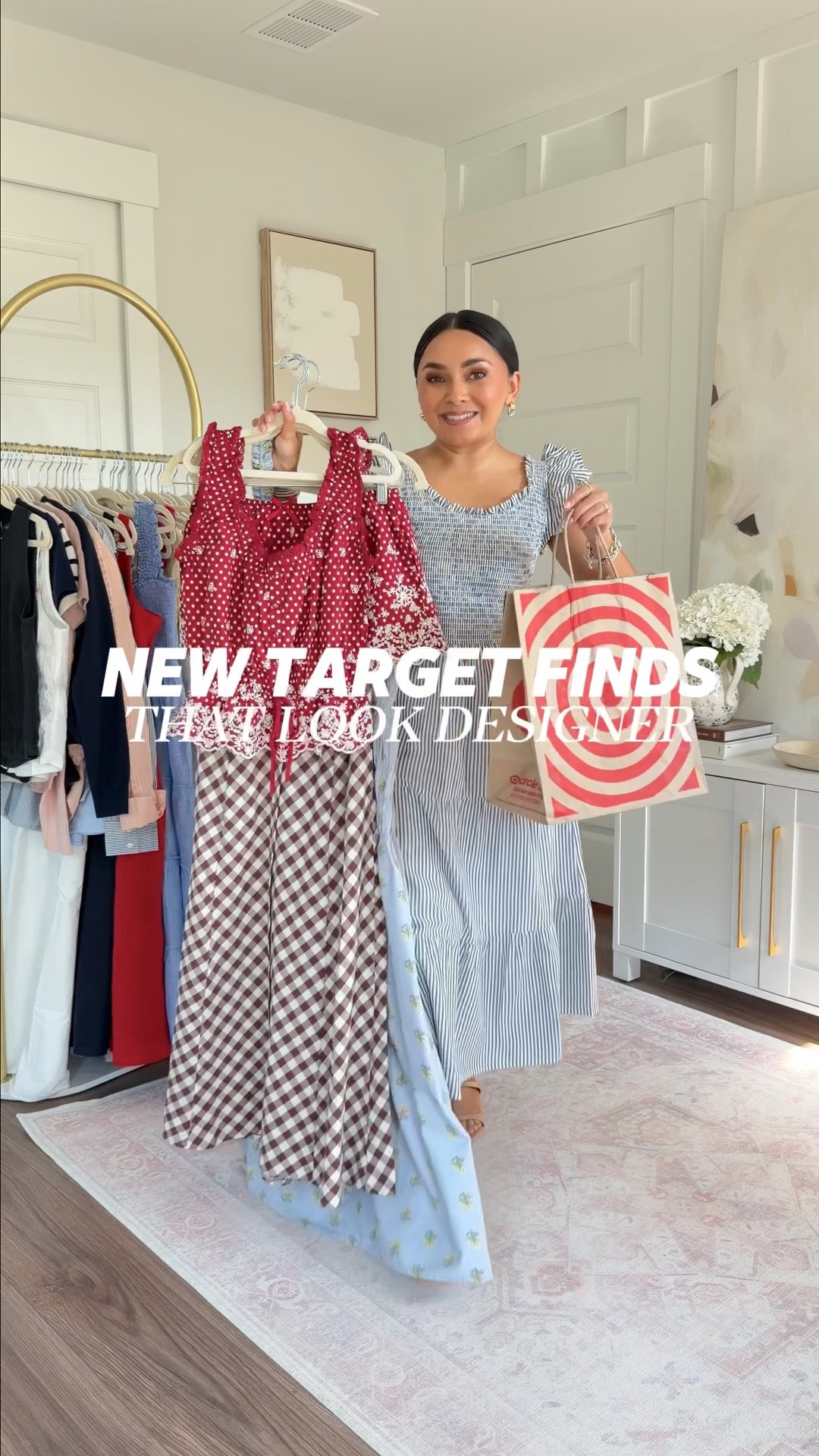 Target New Arrivals - Designer Look but Under $50!
For reference: I’m 5’0, petite, 32b bra size, and 2/26 in bottoms, pear shaped. 
*Everything I share is unaltered! TTS means true to size. Between size 5-6.5 in shoes

Blue smocked dress size xxs regular TTS

Blue floral strapless dress size xs TTS
Clear heels size 5 TTS
Navy sweater size xs TTS

Red eyelet top size xxs TTS
Red eyelet skort size xs TTS
White boots - old, similar linked

Brown gingham dress size xs TTS
Clear heels size 5 TTS

White top size xs TTS
Brown skirt size xs TTS
Clear sandals size 5 TTS

White dress size xs TTS
Brown sandals are Hermes, similar linked

target finds 
vacation outfits 
summer fashion
date night 
concert outfit

#LTKgrwm #LTKootd #LTKPetite