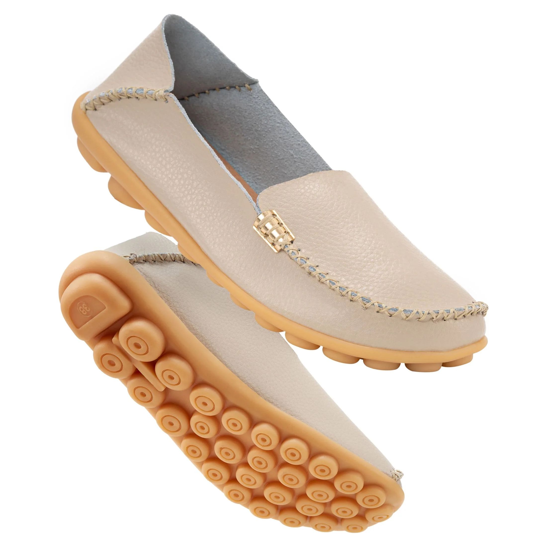 Almusen Womens Loafers Comfort Flats Shoes Slip-on Casual Woman Shoe No-Slip Genuine Leather Walk... | Walmart (US)