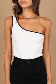 Erin One Shoulder Ribbed Top - Ivory | Petal & Pup (US)