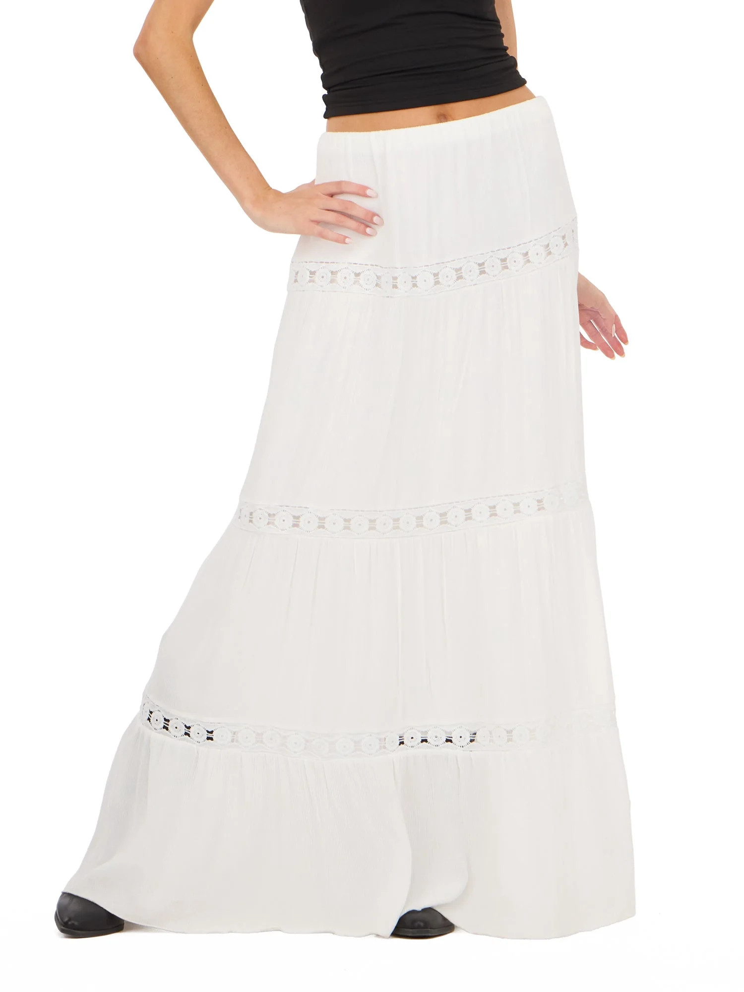 Forever 21 Women's Tiered Lace Maxi Skirt, Sizes XS-XL | Walmart (US)