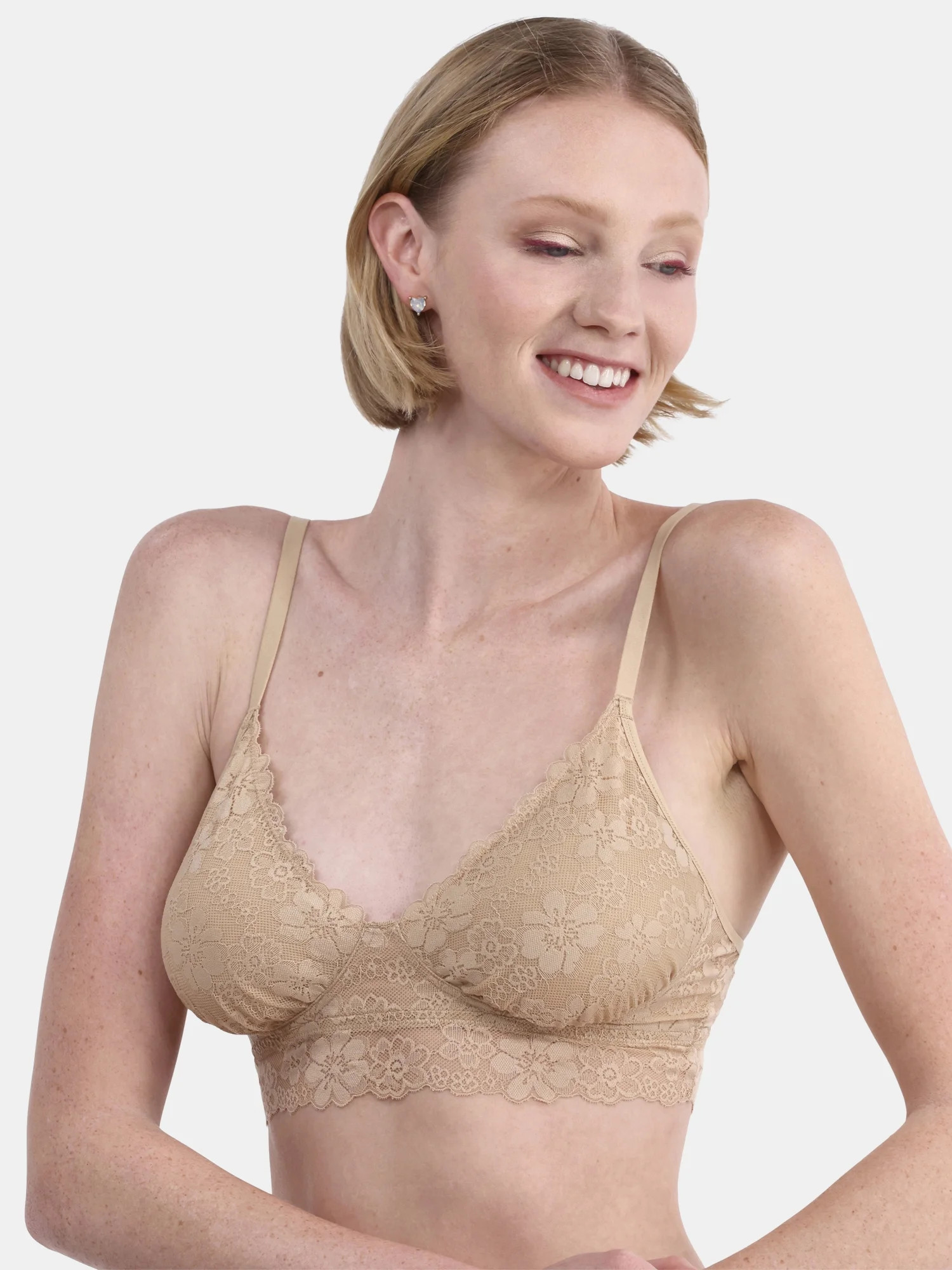 No Boundaries Contour Floral Lace Bralette, Women’s and Women’s Plus, Sizes S-XXXL | Walmart (US)