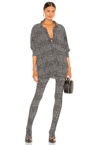 Norma Kamali Legging With Footie in Large Glenn Plaid Tweed from Revolve.com | Revolve Clothing (Global)