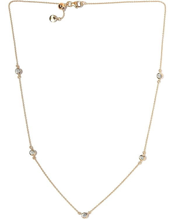 ORNATE JEWELZ 14kt gold Plated Station Necklace 925 Sterling Silver Cubic Zirconia CZ Statement J... | Amazon (US)