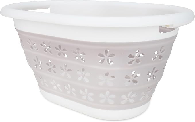 Camco Collapsible Laundry Basket, Small, Taupe/White - Pop Open Waterproof Plastic Bin with Handl... | Amazon (US)