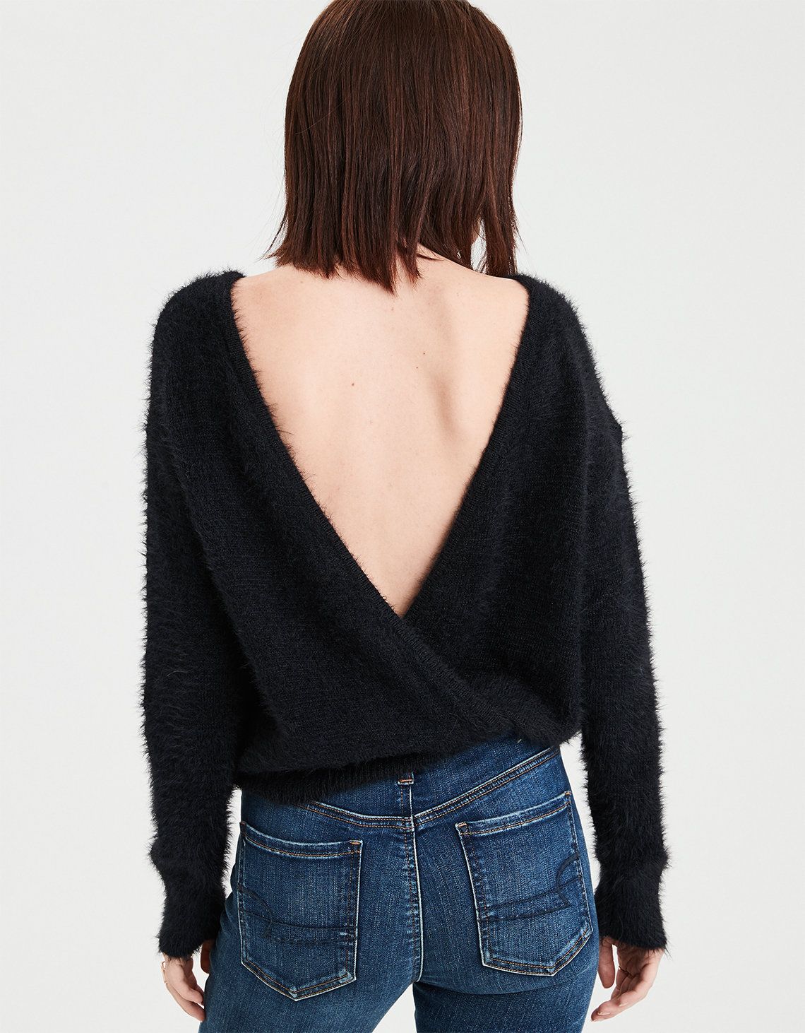 AE Pullover Cropped Sweater, Black | American Eagle Outfitters (US & CA)
