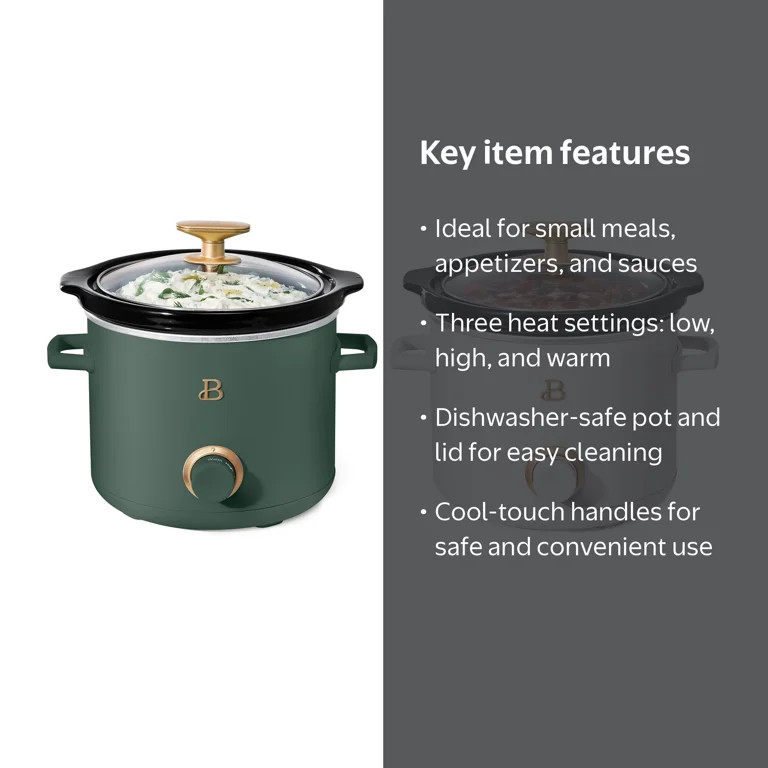 Beautiful 2-Pack 2qt Slow Cooker, Thyme Green, White Icing by Drew Barrymore | Walmart (US)