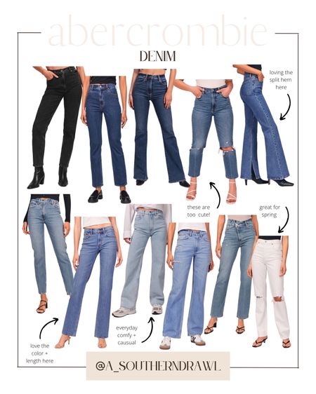 Abercrombie jeans - jeans - spring denim - denim - chic jeans - black jeans - white pants - split hem jeans - distressed jeans - flare jeans - high rise straight jeans 

#LTKstyletip #LTKSeasonal