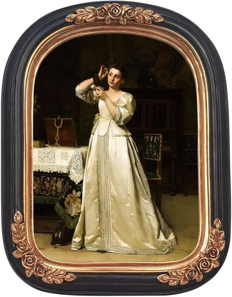 5x7 Inch Vintage Picture Frame, Antique Ornate Black Arched Photo Frame With Intricate Golden Flo... | Amazon (US)