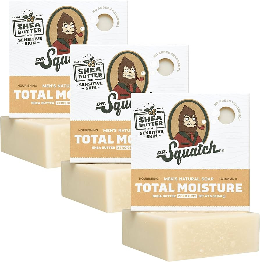 Dr. Squatch NEW Total Moisture Bar Soap for Men - No Added Fragrance Formulated for Sensitive Ski... | Amazon (US)
