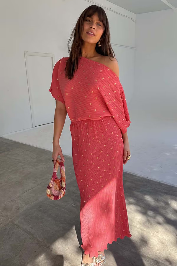 Coral Plisse Tilly Dress | Never Fully Dressed (UK & IE)