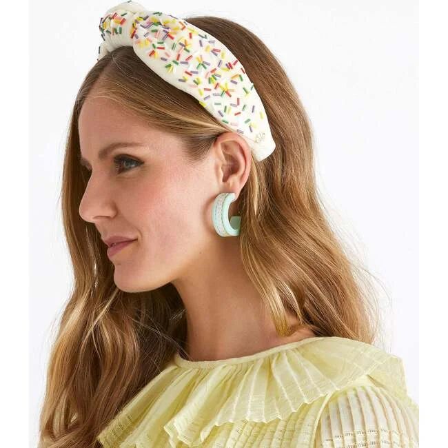 Women's Beaded Birthday Cake Knotted Headband, Beige | Maisonette