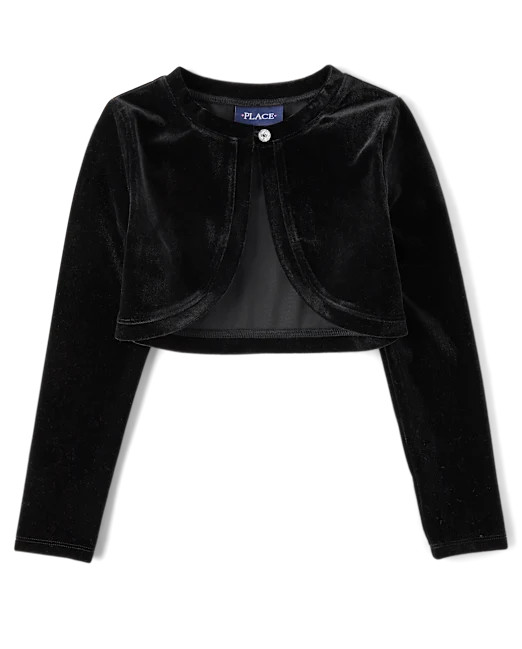 Girls Velour Shrug - black | The Children's Place