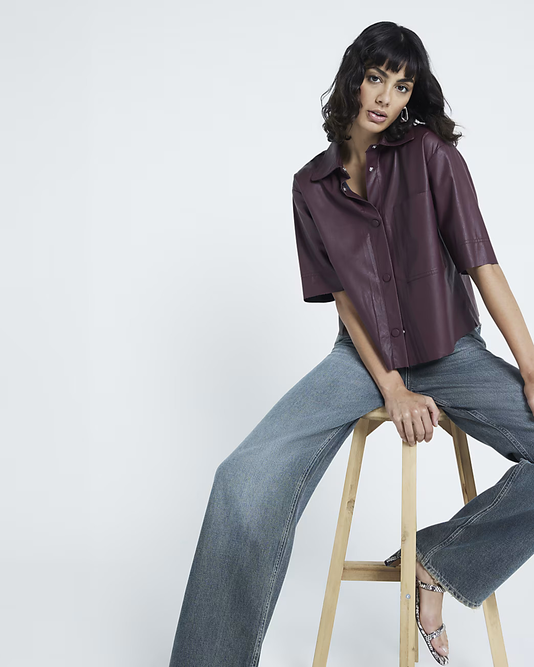 Red faux leather shirt | River Island (UK & IE)