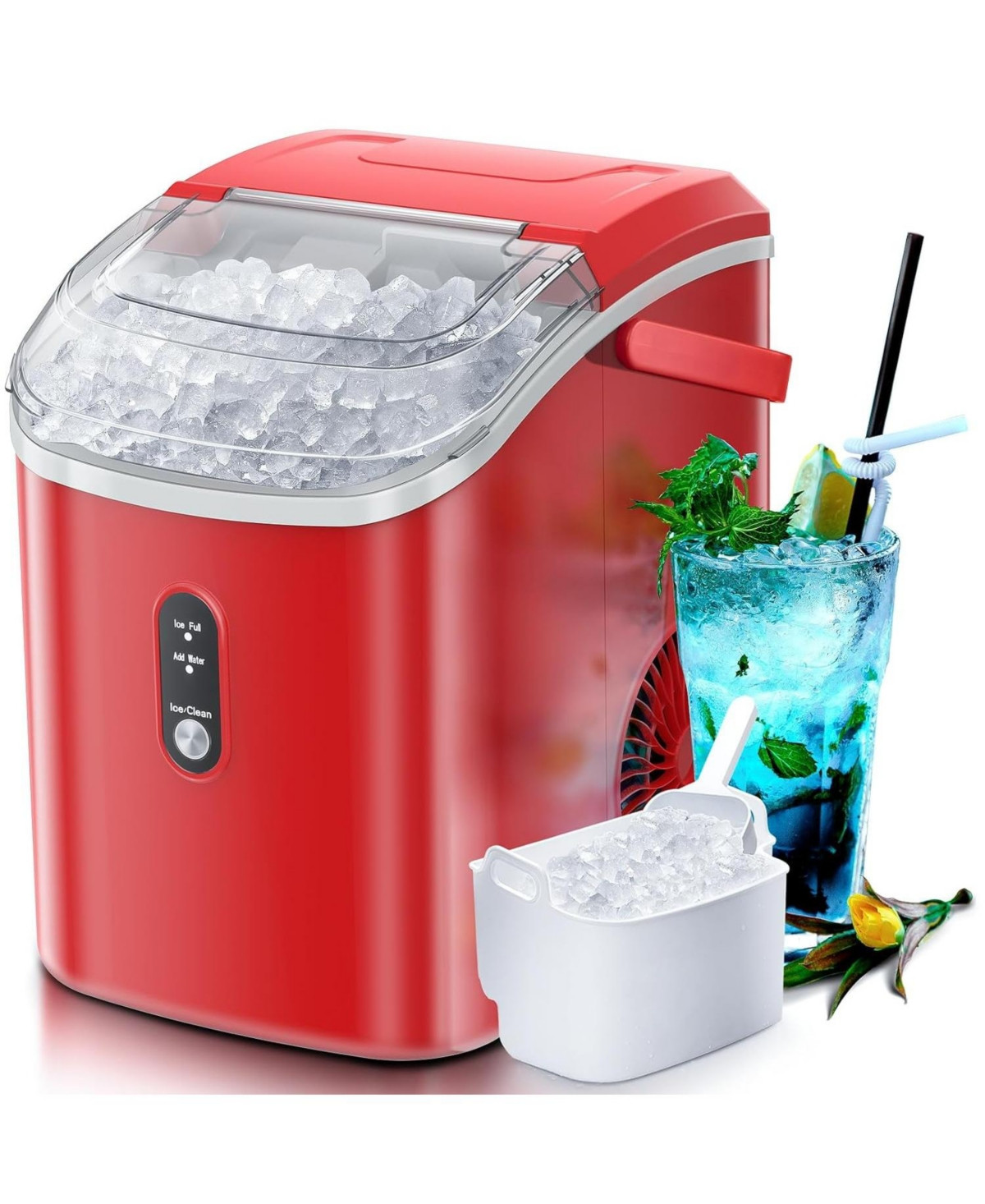 Antarctic Star Nugget Countertop Ice Maker with Soft Chewable - Red | Macy's