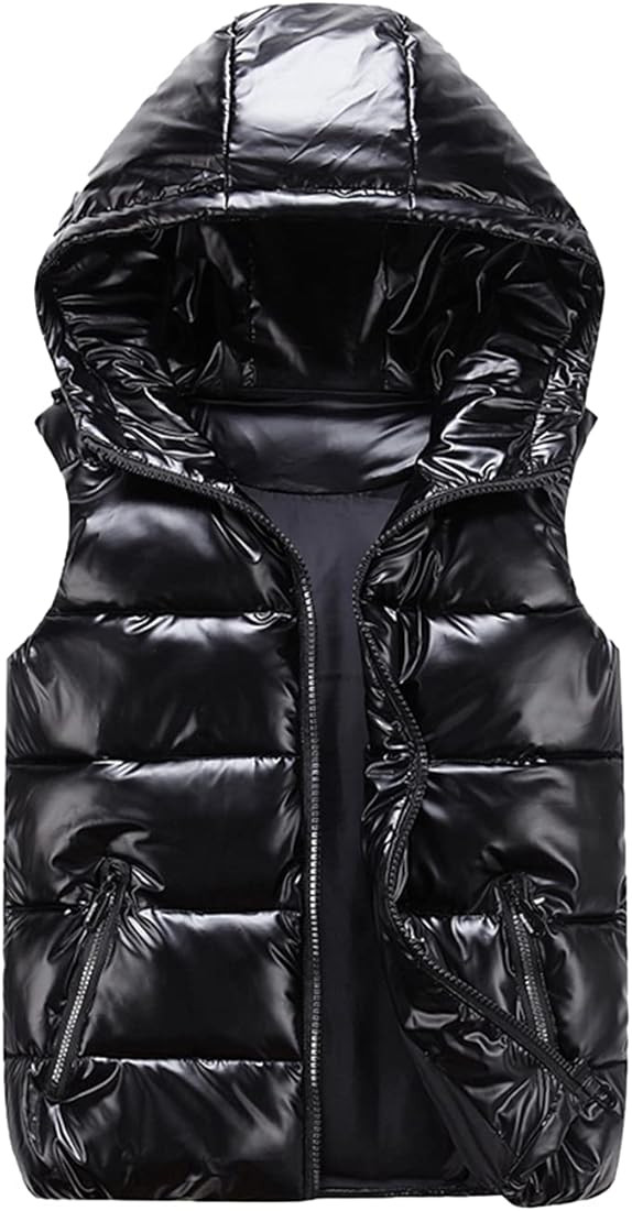 SeekMe Women's Hooded Shiny Insulated Puffer Vest Sleeveless Down Puffer Jacket | Amazon (US)