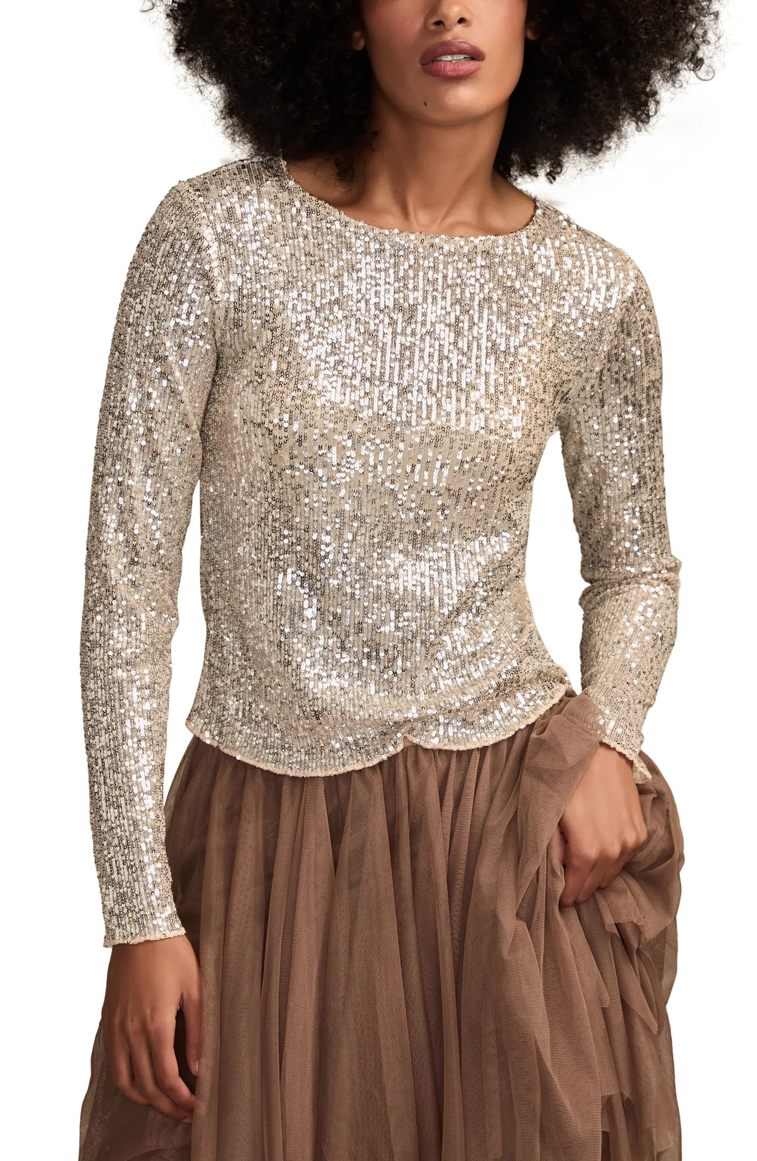 Sequin Long Sleeve Top | Nordstrom