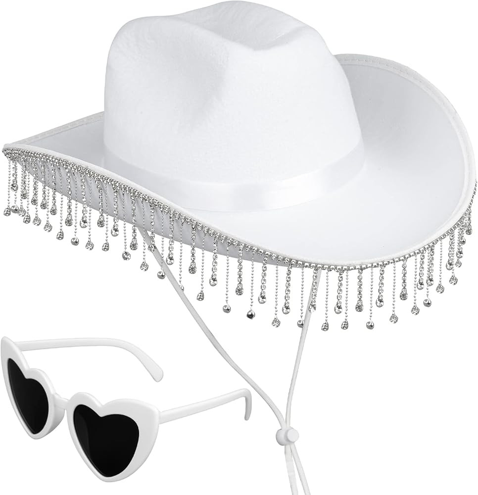 Yoiemivy Rhinestone Cowboy Hat for Women Men Cowgirl Hat with Sunglass Costume Accessory for Brid... | Amazon (US)
