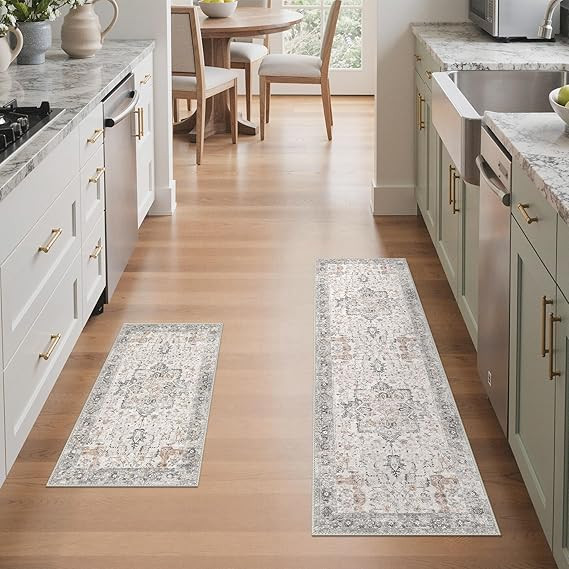 GENIMO Runner Rug 2PCs, Machine Washable Non Slip Vintage Hallway Runner Rug 17.3"x59"+17.3"x30",... | Amazon (US)