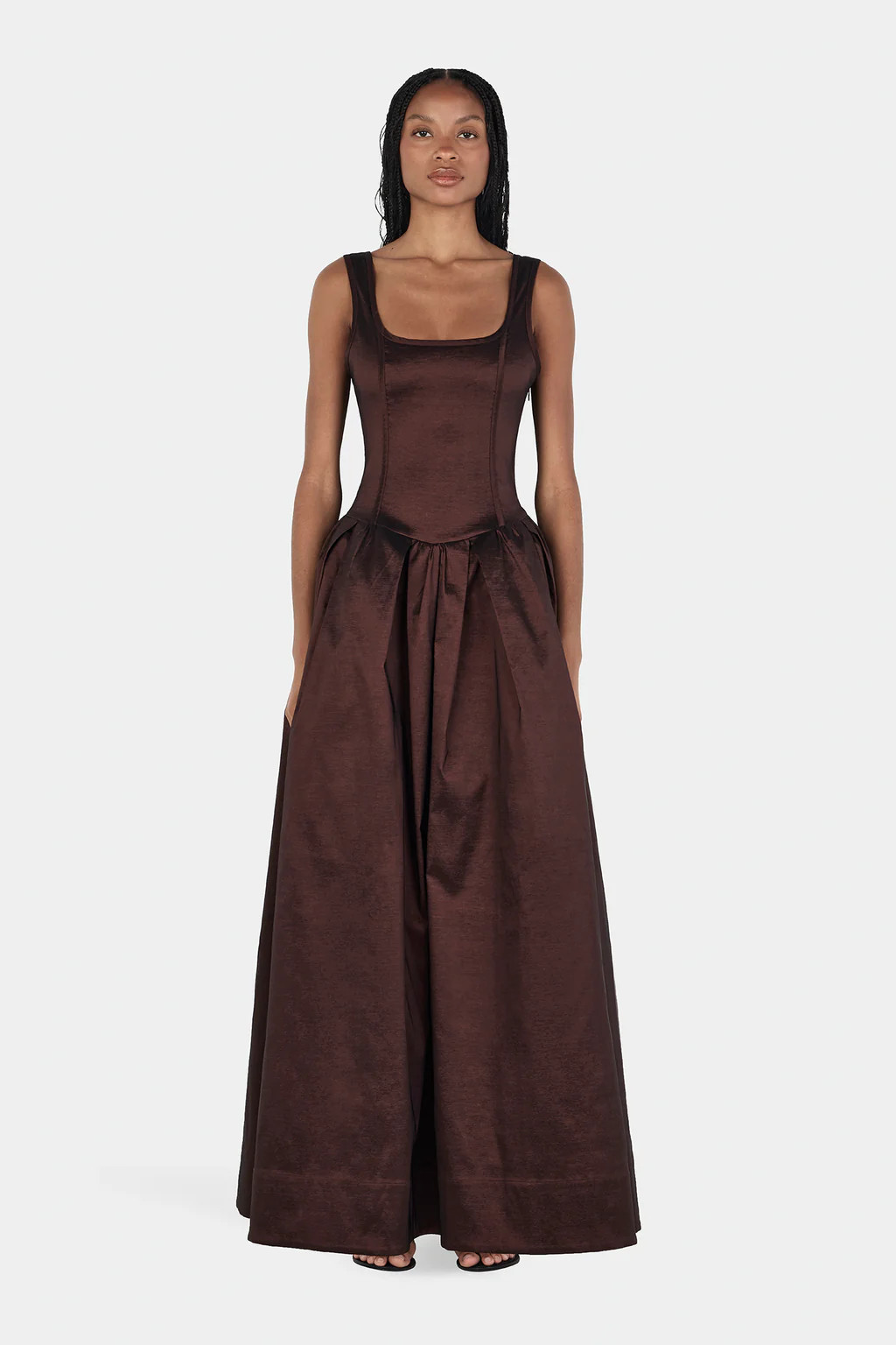 Posey Taffeta Gown Chocolate | Hansen and Gretel