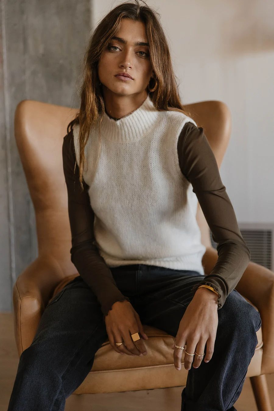 Vero Moda Leona Sweater Vest in Ivory | Bohme