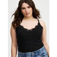 Ribbed Lace Trim Cami in Black | Torrid (US & Canada)
