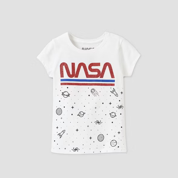 Girls' NASA Short Sleeve Graphic T-Shirt - White | Target