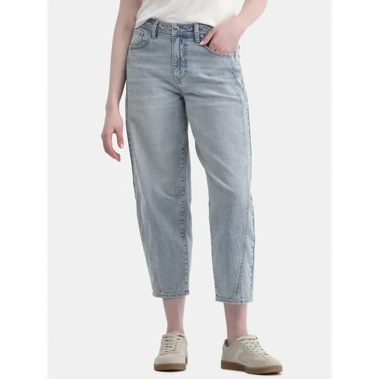 No Boundaries Barrel Wide Leg Jeans, 26" Inseam, Women’s and Women’s Plus | Walmart (US)