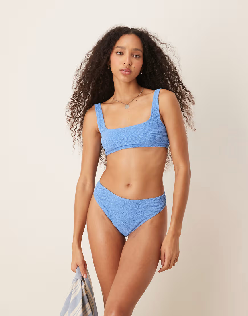 & Other Stories mix and match crinkle high leg bikini bottom in blue | ASOS (Global)