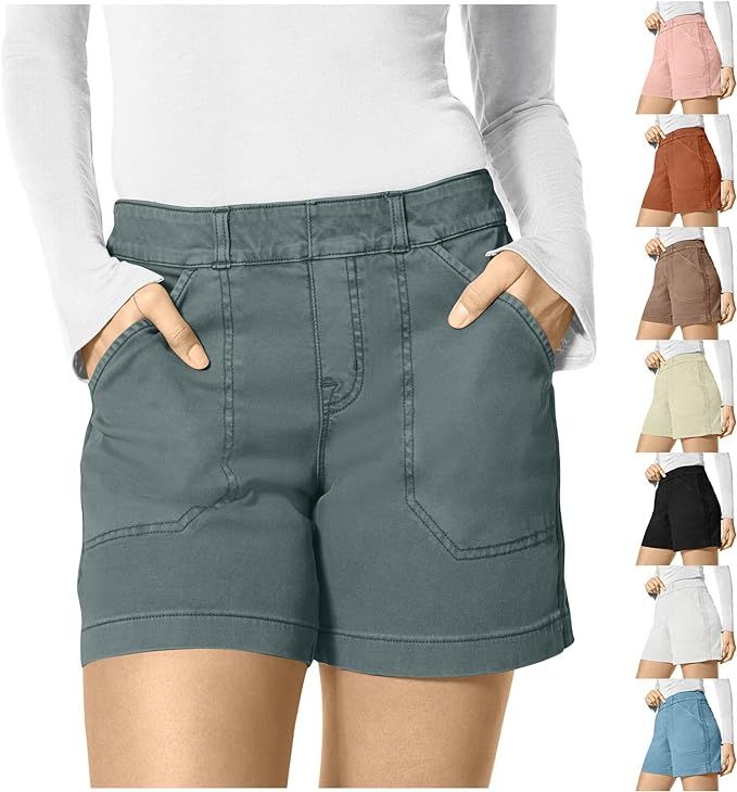 Women's Stretch Twill Shorts Regular Fit Hiking Shorts with Pockets Summer Casual Athletic Shorts... | Amazon (US)