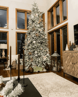 9' Queen Flock® Slim Artificial Christmas Tree With 900 Warm White LED | King of Christmas
