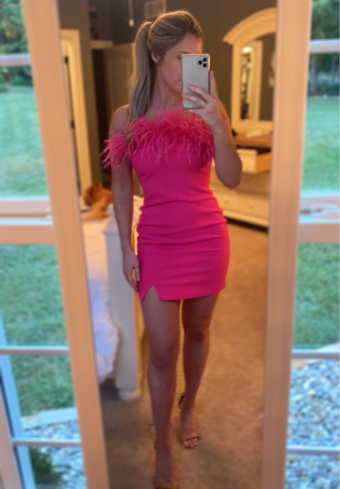 revolve pink feather dress Sydney_Menckowski on LTK