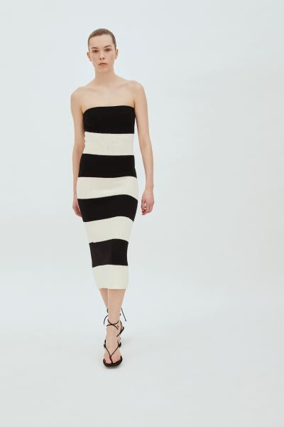 Knit Tube Dress - Black/cream striped - Ladies | H&M US | H&M (US + CA)