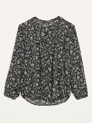 Oversized Floral-Print Long-Sleeve Blouse for Women | Old Navy (US)