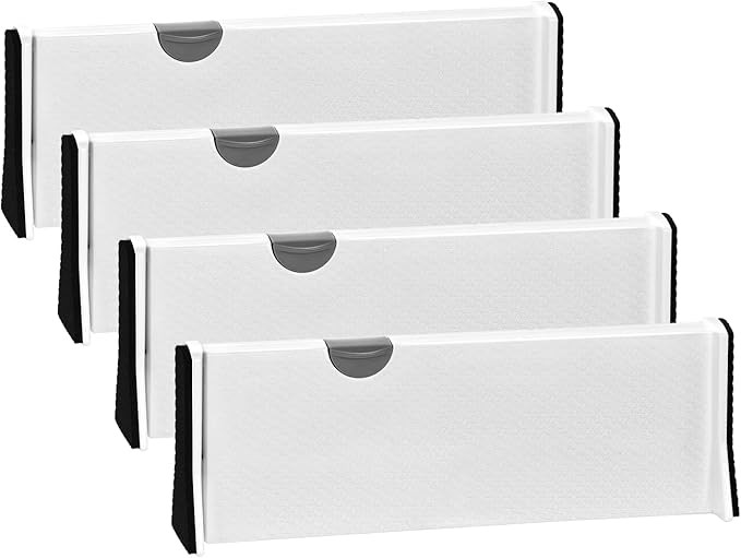 JONYJ Drawer Dividers Organizer 4 Pack, Adjustable Separators 4" High Expandable from 11-17" for ... | Amazon (US)