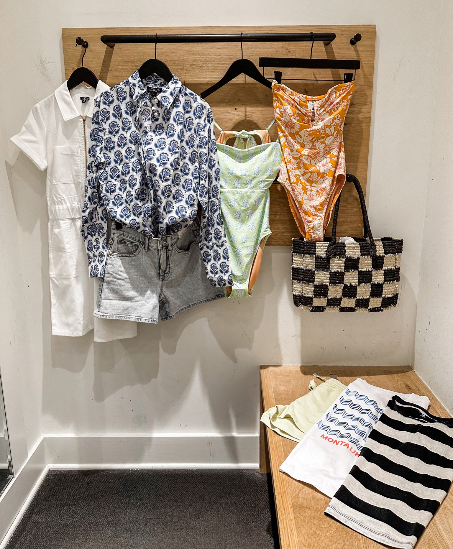 Jcrew, new arrivals, swim suit, jean shorts, straw tote, linen shorts, graphic tee, stripes

#LTKstyletip #LTKitbag #LTKunder50