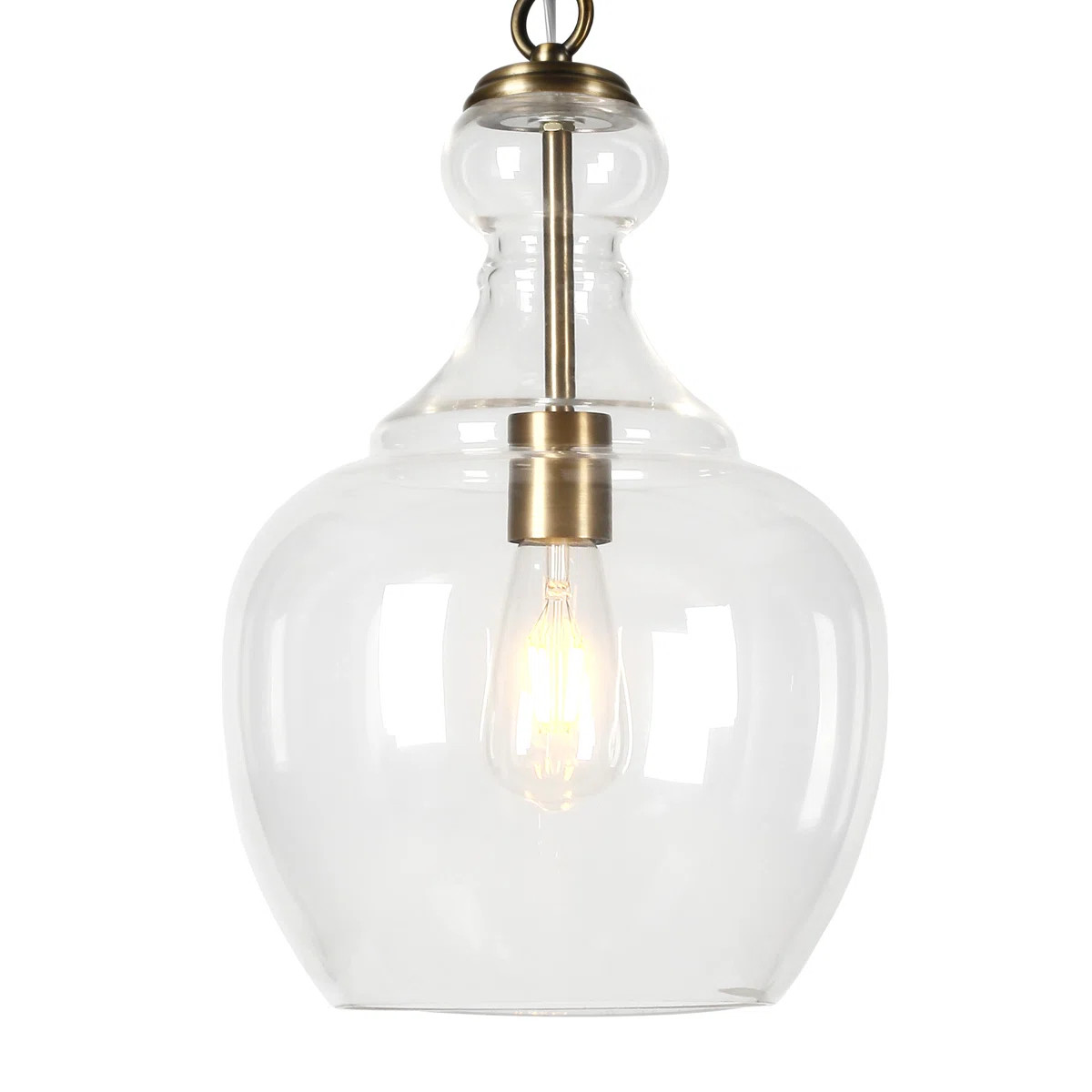Verona 11" Wide Pendant with Glass Shade in Brass/Clear | Wayfair North America