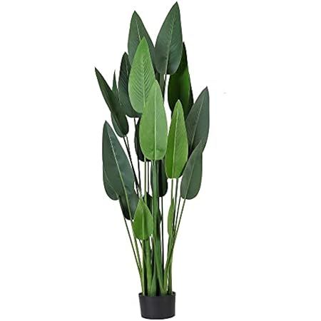 Wofair 5.4 Feet Bird of Paradise Artificial Plant Tree, Fake Greenery Plants with Pot Silk Green Lea | Amazon (US)