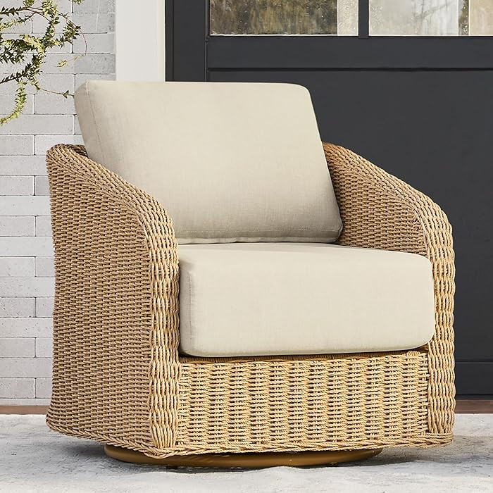 CHITA Wicker Patio Swivel Chairs with Removable Thickened Cushion, Outdoor Rattan Chairs for Sunr... | Amazon (US)