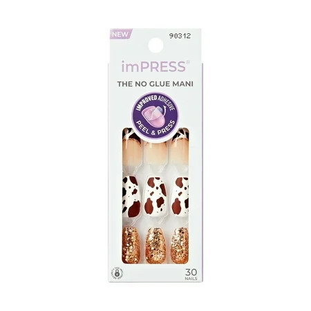KISS imPRESS Design Press on Nails Pepper Brown Medium Coffin 30 Count | Walmart (US)