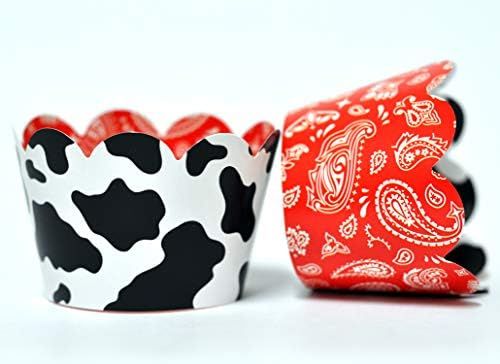 Cow and Bandana Cupcake Wrappers for Kids Birthday Parties, Baby Showers, Farm themed Bridal Show... | Amazon (US)