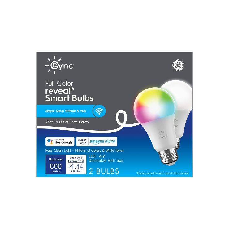 GE CYNC 2pk Reveal Smart Light Bulbs, Full Color, Bluetooth and Wi-Fi Enabled | Target