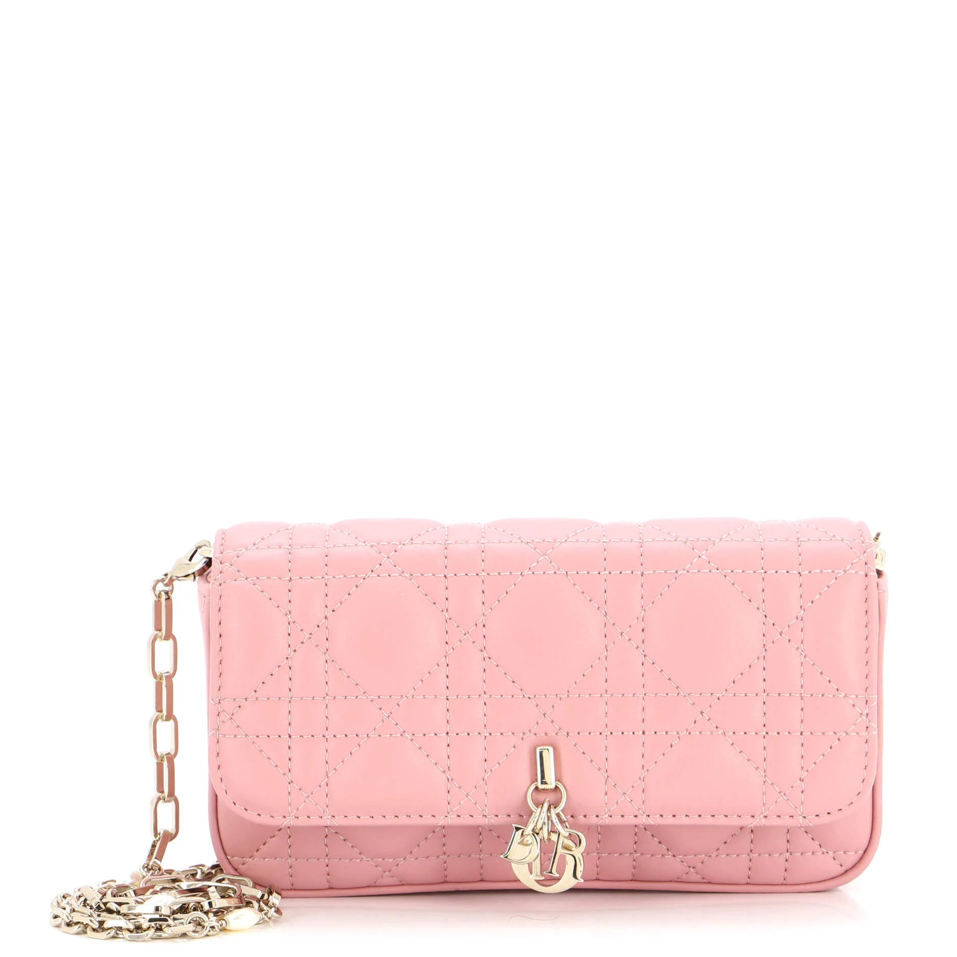 Christian Dior Lady Dior Chain Phone Pouch Cannage Quilt Lambskin | Rebag