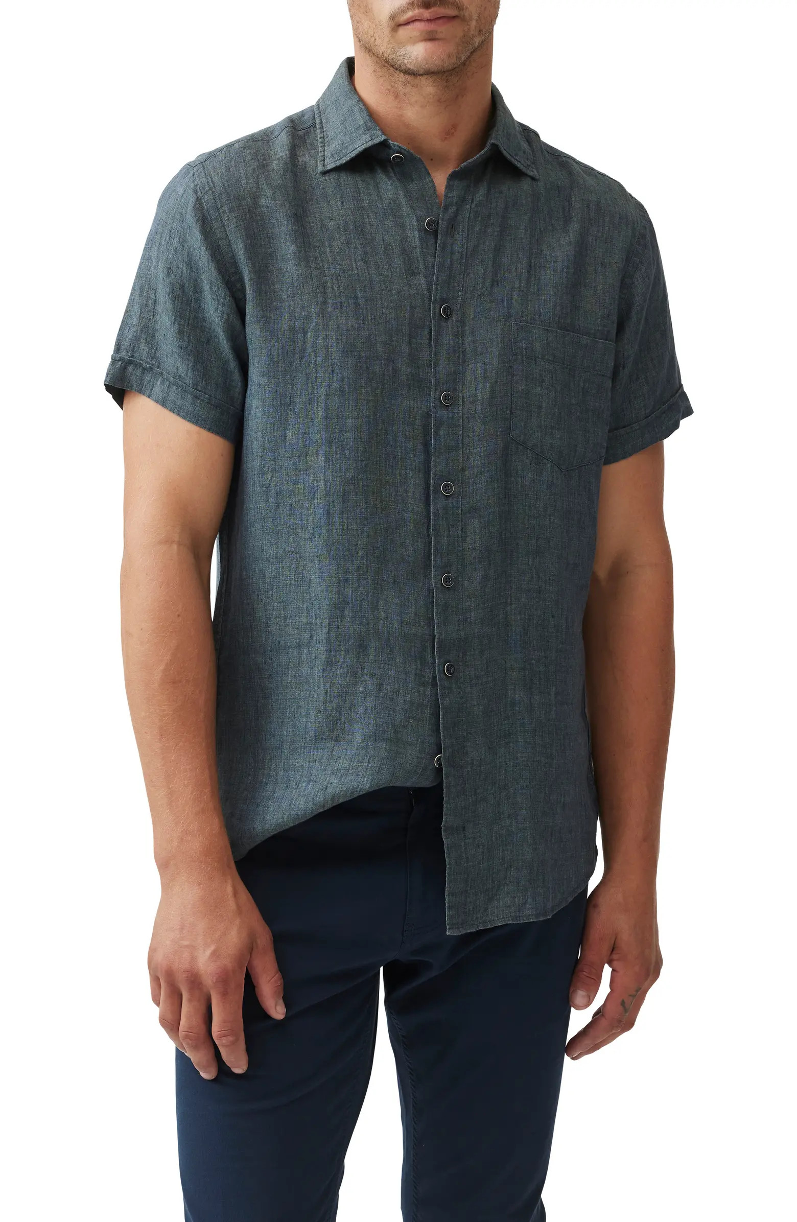 Palm Beach Sports Fit Short Sleeve Linen Button-Up Shirt | Nordstrom