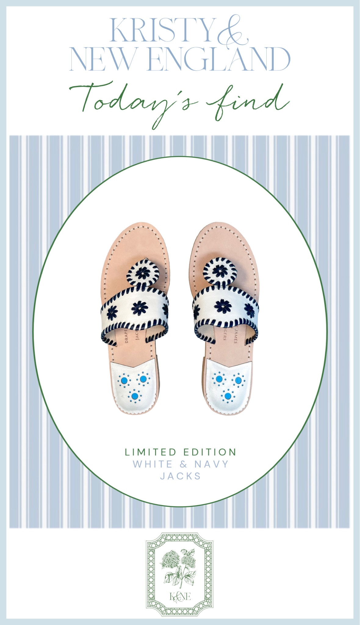 Navy and white special edition Jack Rogers

#LTKshoecrush #LTKSeasonal #LTKover40