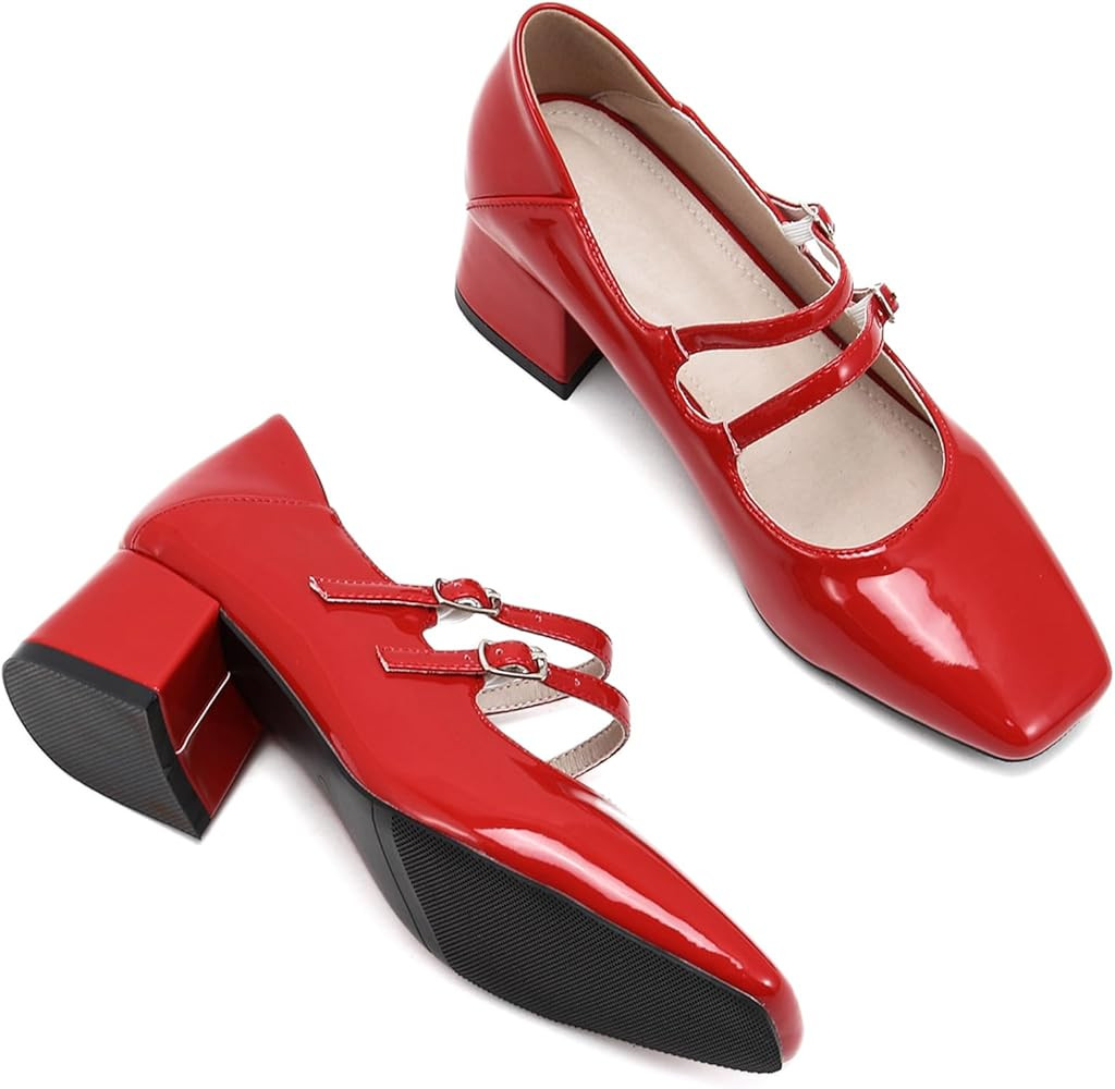 Women's Patent Leather Commuting Mary Jane Shoes Casual Low Heel Dress Shoes Office Work Pumps Sh... | Amazon (US)