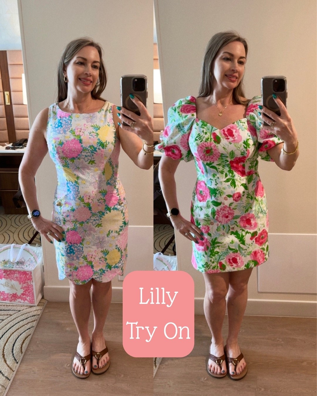 I absolutely adore the retro prints Lilly Pulitzer is featuring in her new collection. They're so fun, playful, and vibrant—just the way we love them! 

The shift dress is a charming pastel palette set against a crisp white background. It has a gorgeous scalloped hem. I hear this print is from the 1960s, making it an especially beautiful choice for Easter! 

The romper on the right (yes, it has shorts underneath) is totally on trend with its bold, larger floral print in warm, bright colors. The sleeves add a touch of dramatic, romance. I like the longer zipper pull in the back—it really makes putting it on and taking it off much easier. 

Whichever Lilly print you choose, you're sure to turn heads this season. 

#LTKOver40