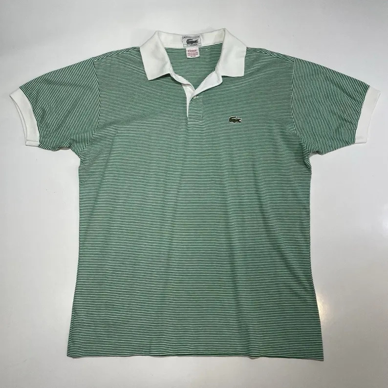 VTG Izod Lacoste Patron Polo Shirt Men’s M Green Stripe Cotton 80's Made in US - Etsy | Etsy (US)